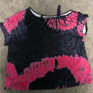 Women's Pink and Black Tie-Dye Top
